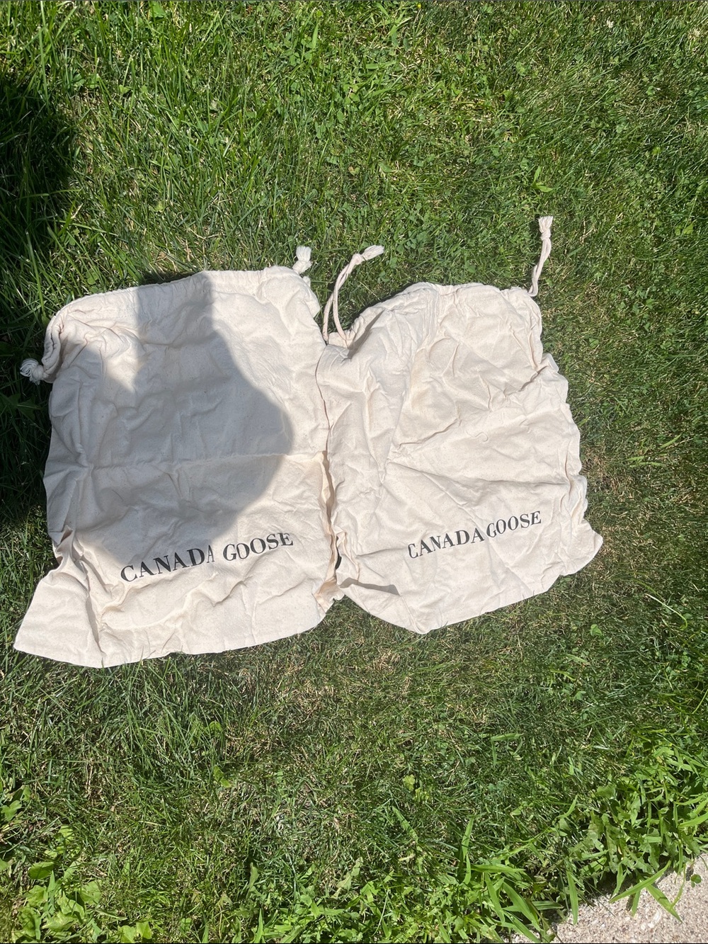 Canada Goose Cream Drawstring Storage Bags, Pair